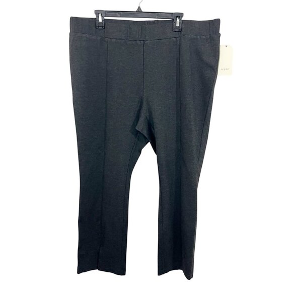 NEW Sejour Dark Gray Ponte Knit Pull On Pants Nordstrom Slit Hem - Size 2X - Picture 1 of 8